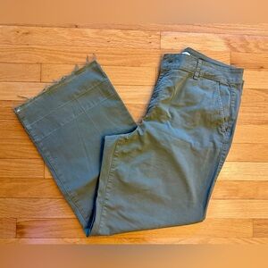 Daily Ritual women’s raw hem high rise wide leg olive khaki pants size 14